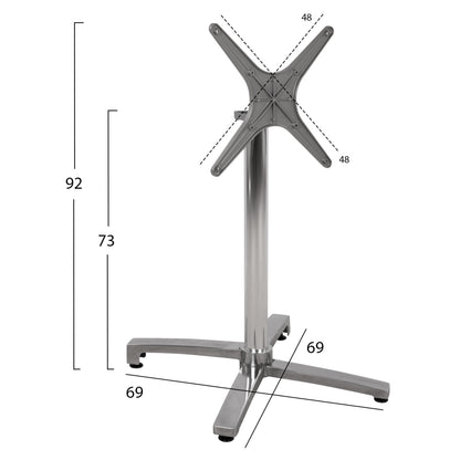 Aluminum base folding chromed 69x69x73cm with cross 48x48 HM459.03