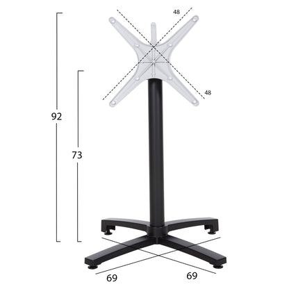 Aluminum base Folding HM459.01 black matte 69x69x73 with cross 48x48
