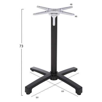 Aluminum base Folding HM459.01 black matte 69x69x73 with cross 48x48
