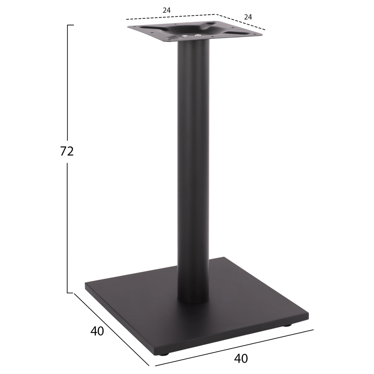 Base metallic Black matte 40x40x72 with adjusters HM421.11