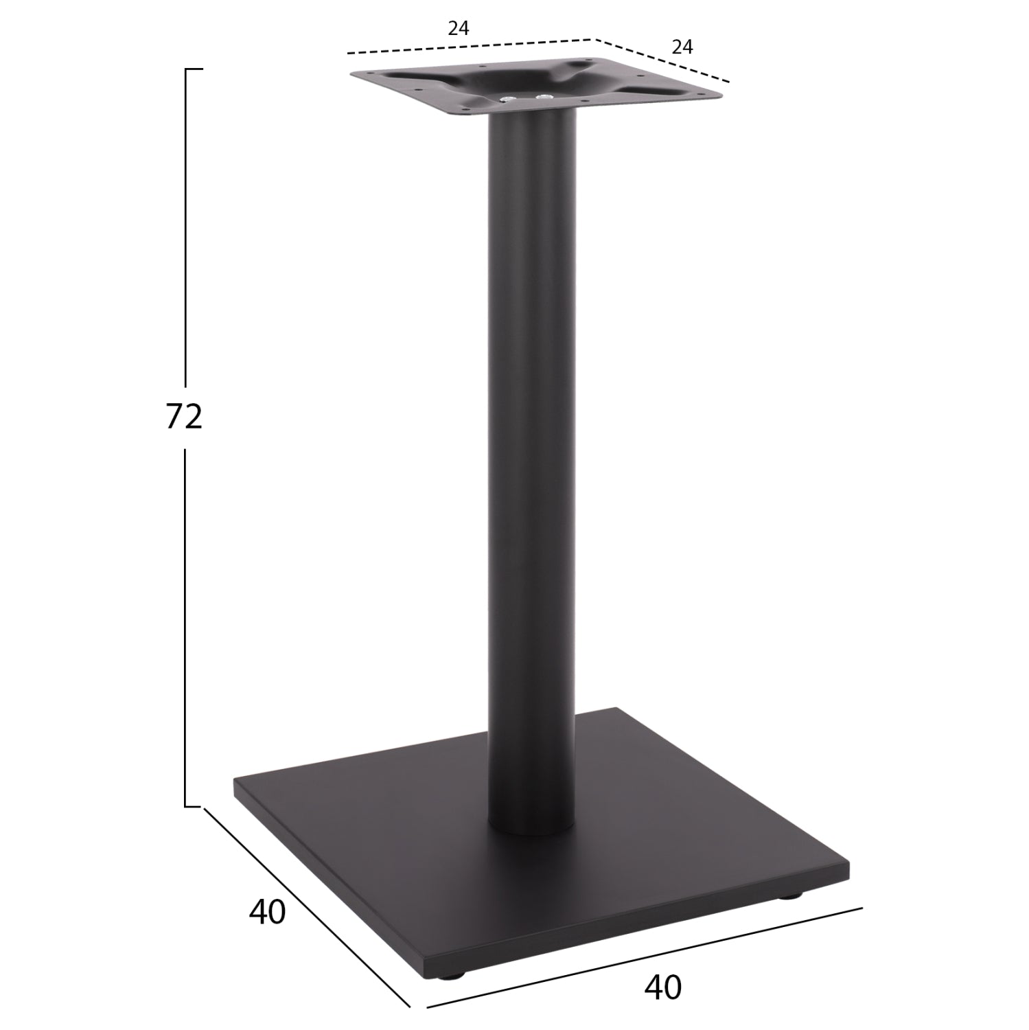 Base metallic Black matte 40x40x72 with adjusters HM421.11