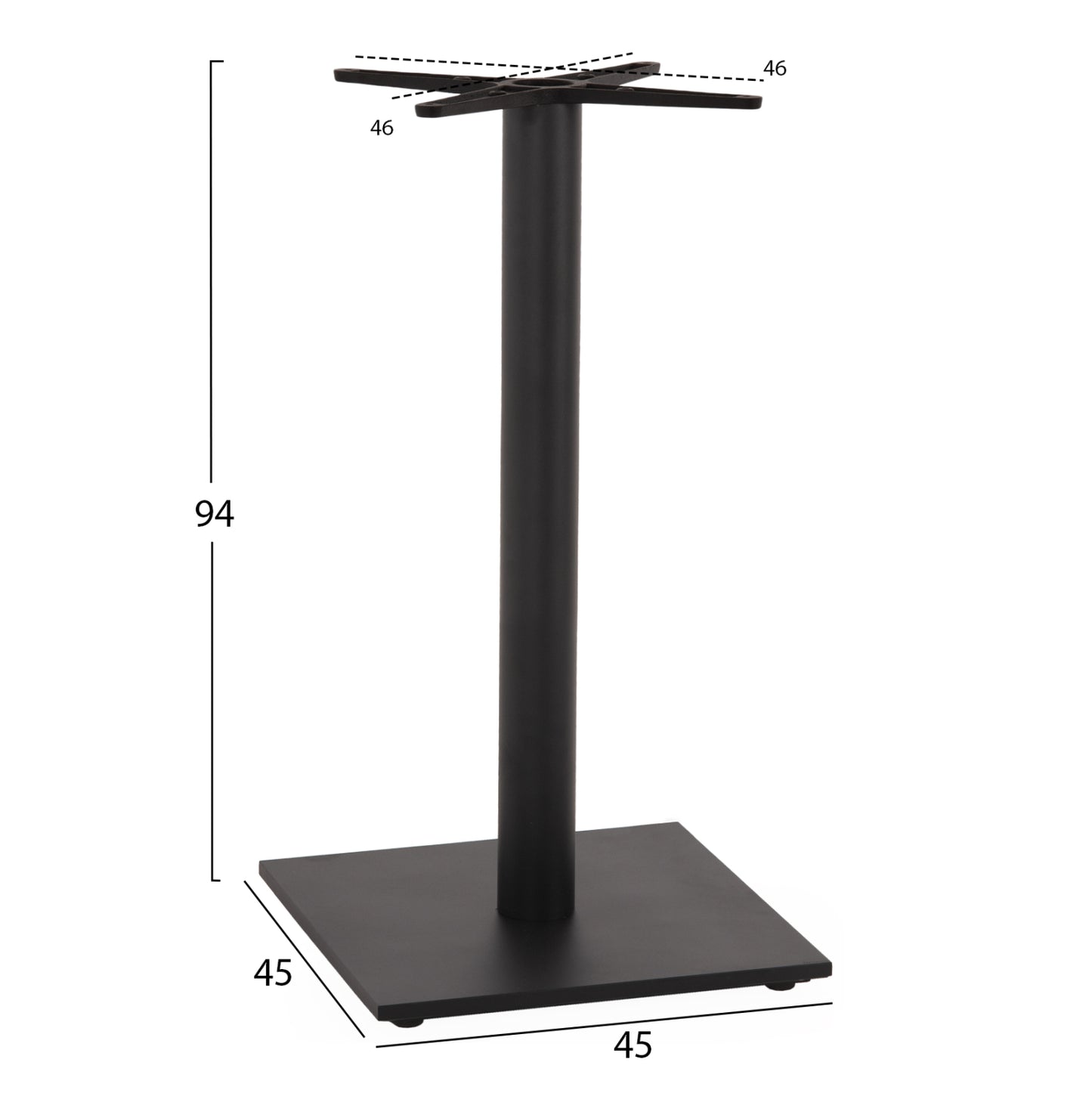 BASE FOR BAR TABLE HM474.20 MEDIUM HEIGHT-MATTE GREY METAL-HEIGHT ADJUSTERS-CROSS 46Χ46cm 45Χ45Χ94Hcm
