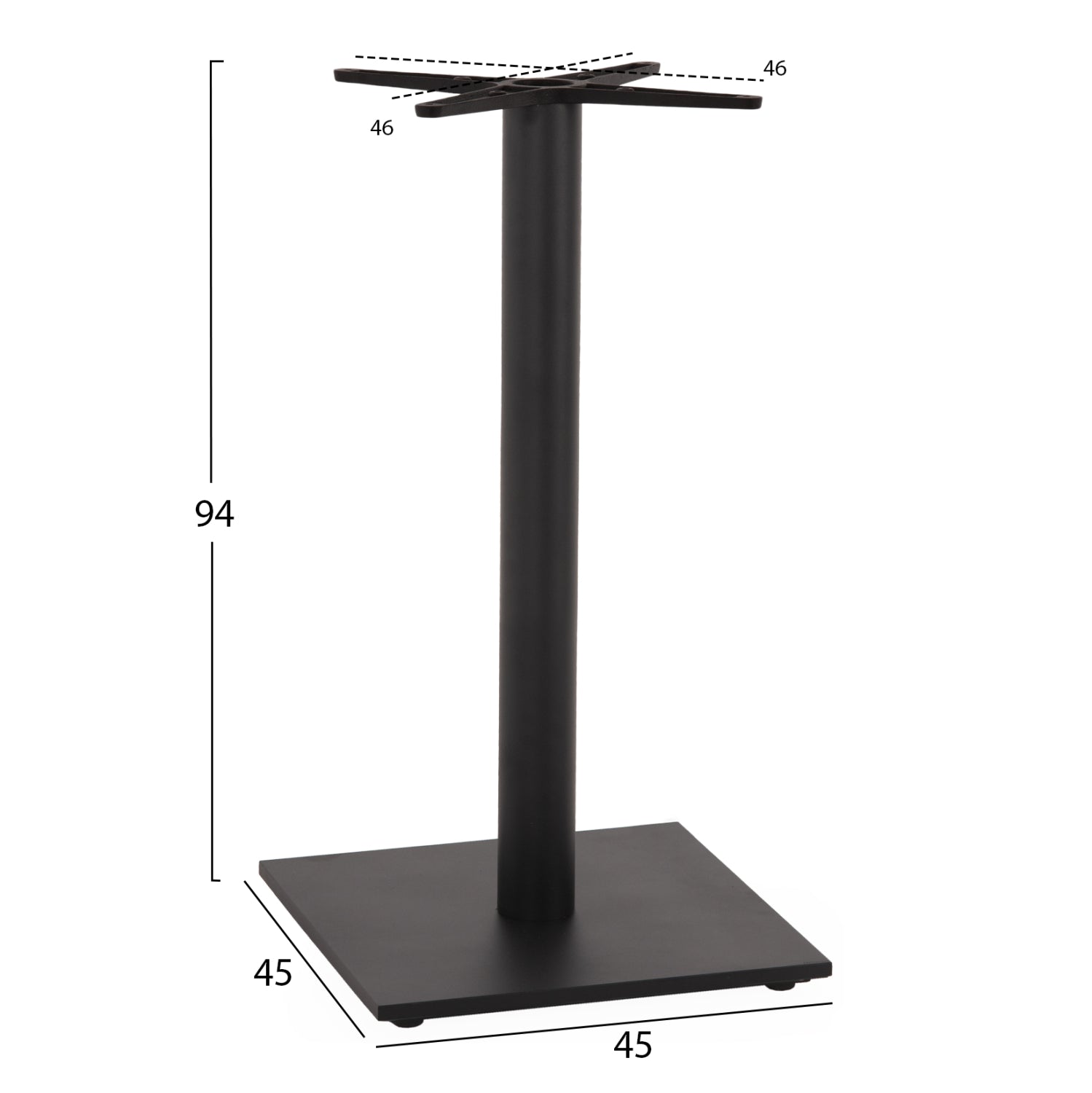 BASE FOR BAR TABLE HM474.20 MEDIUM HEIGHT-MATTE GREY METAL-HEIGHT ADJUSTERS-CROSS 46Χ46cm 45Χ45Χ94Hcm