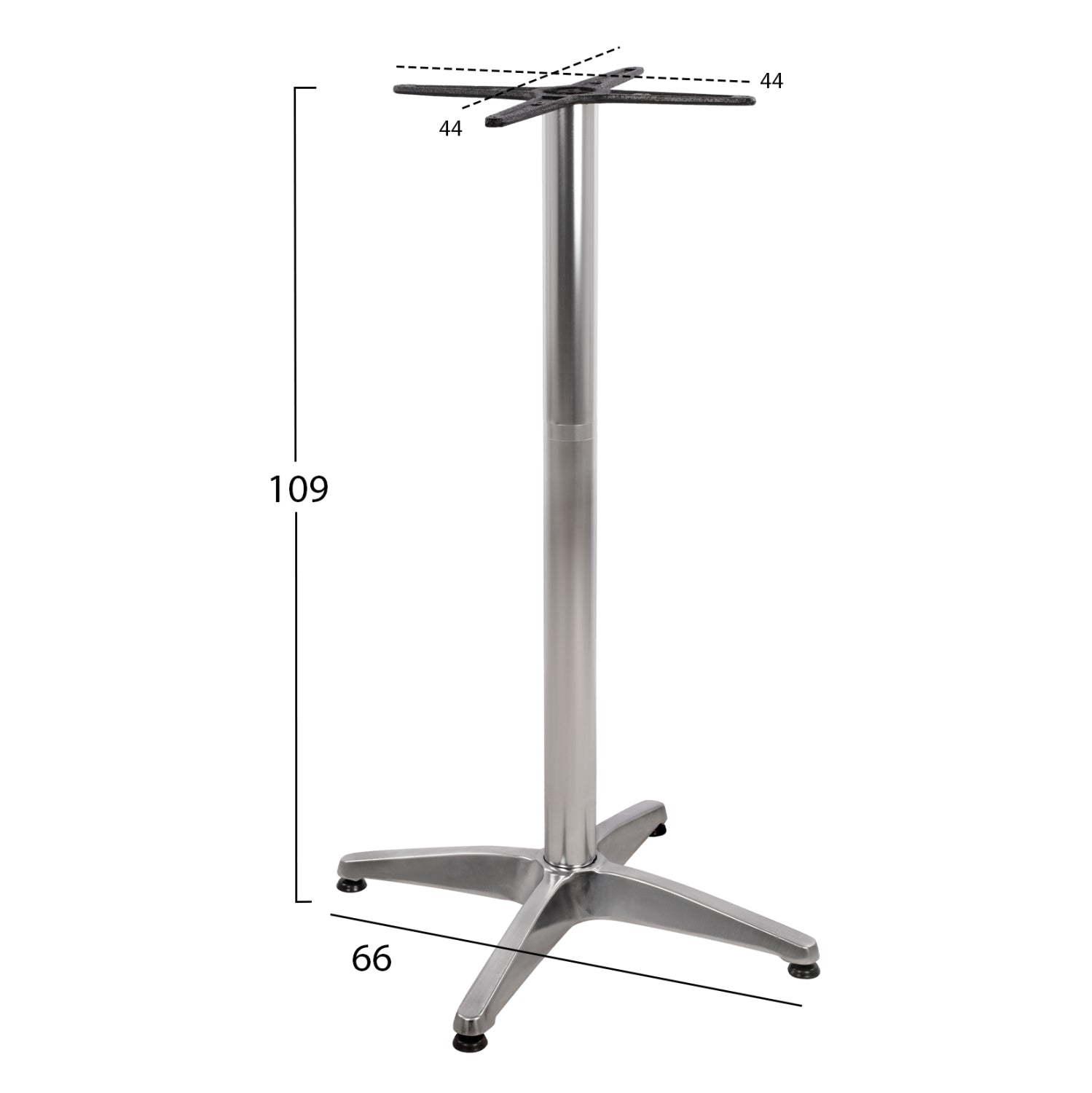 Bar Base Aluminum 66x66x109cm with cross 44x44cm HM450 Chromed