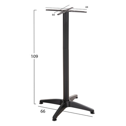 BAR TABLE BASE HM450.03 ALUMINUM IN BLACK 4-PRONGED WITH 44x44cm. CROSS