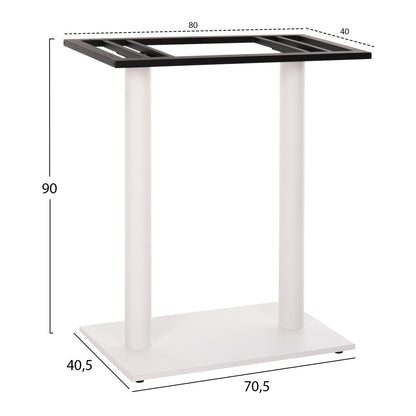 BAR TABLE BASE HM478.02 MEDIUM HEIGHT MATTE WHITE METAL 2-PILLAR 40Χ80Χ90Hcm.