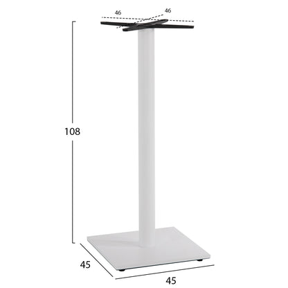 BASE FOR BAR TABLE HM439.02 METAL IN WHITE MATTE WITH HEIGHT ADJUSTERS 46Χ46Χ108Hcm.