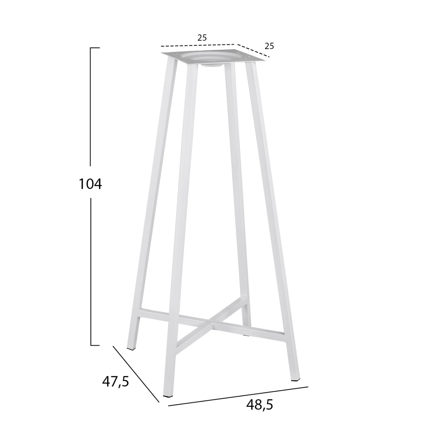 Metal stand bar base 4 legs TS952 White 48.5x47.5x104 cm.