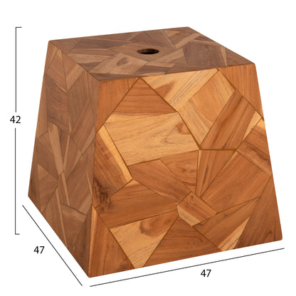 UMBRELLA BASE HM6122 CONCRETE WITH TEAK WOOD COVER-Φ5cm HOLE- 47x47x42Hcm.