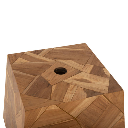 UMBRELLA BASE HM6122 CONCRETE WITH TEAK WOOD COVER-Φ5cm HOLE- 47x47x42Hcm.