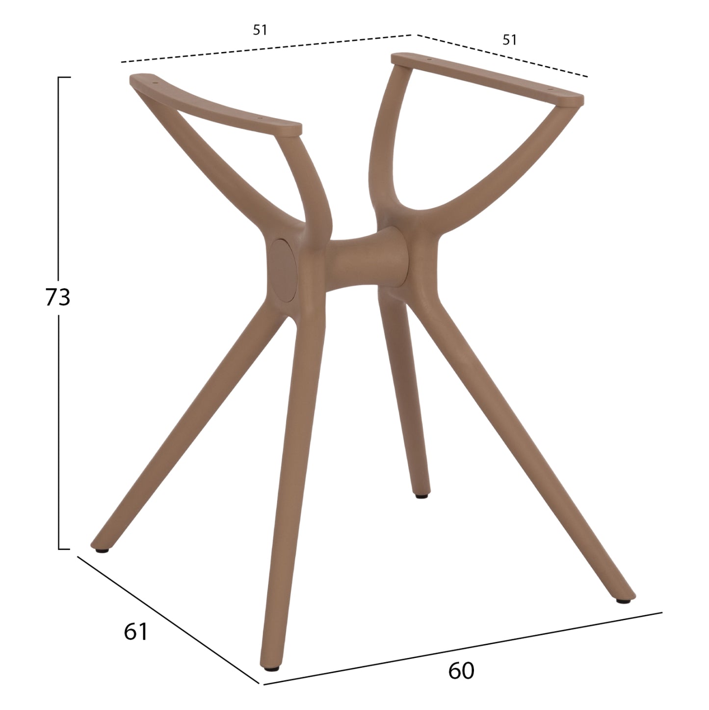 POLYPROPYLENE TABLE BASE CAPPUCCINO HM462.04 FOR TABLETOP 80X80cm.
