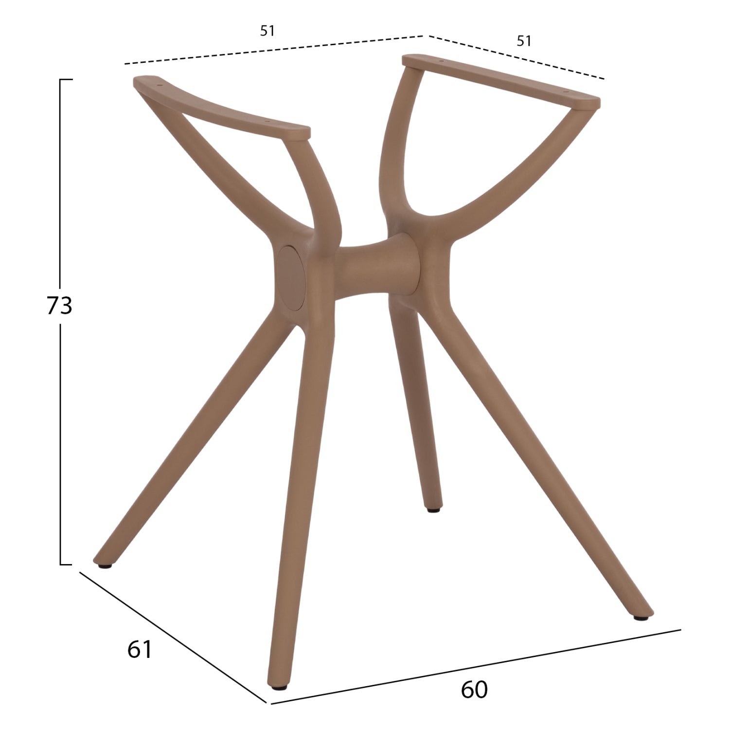 POLYPROPYLENE TABLE BASE CAPPUCCINO HM462.04 FOR TABLETOP 80X80cm.