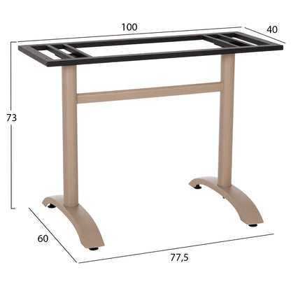 ASE FOR TABLE HM461.25 ALUMINUM DOUBLE IN CAPPUCCINO WITH HEIGHT ADJUSTERS 100Χ60Χ73Hcm.