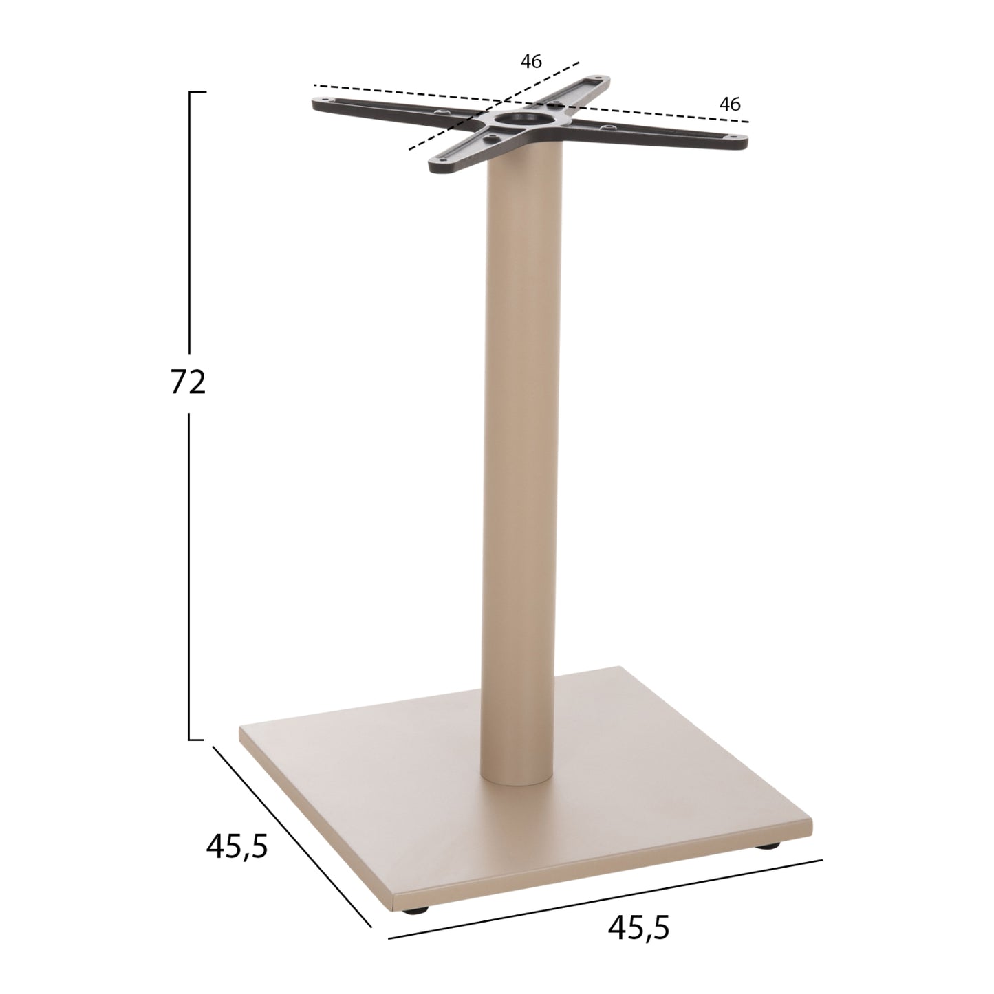 TABLE BASE HM475.25 ALUMINUM IN CAPPUCCINO COLOR 46x46x72Hcm. CROSS 46Χ46cm
