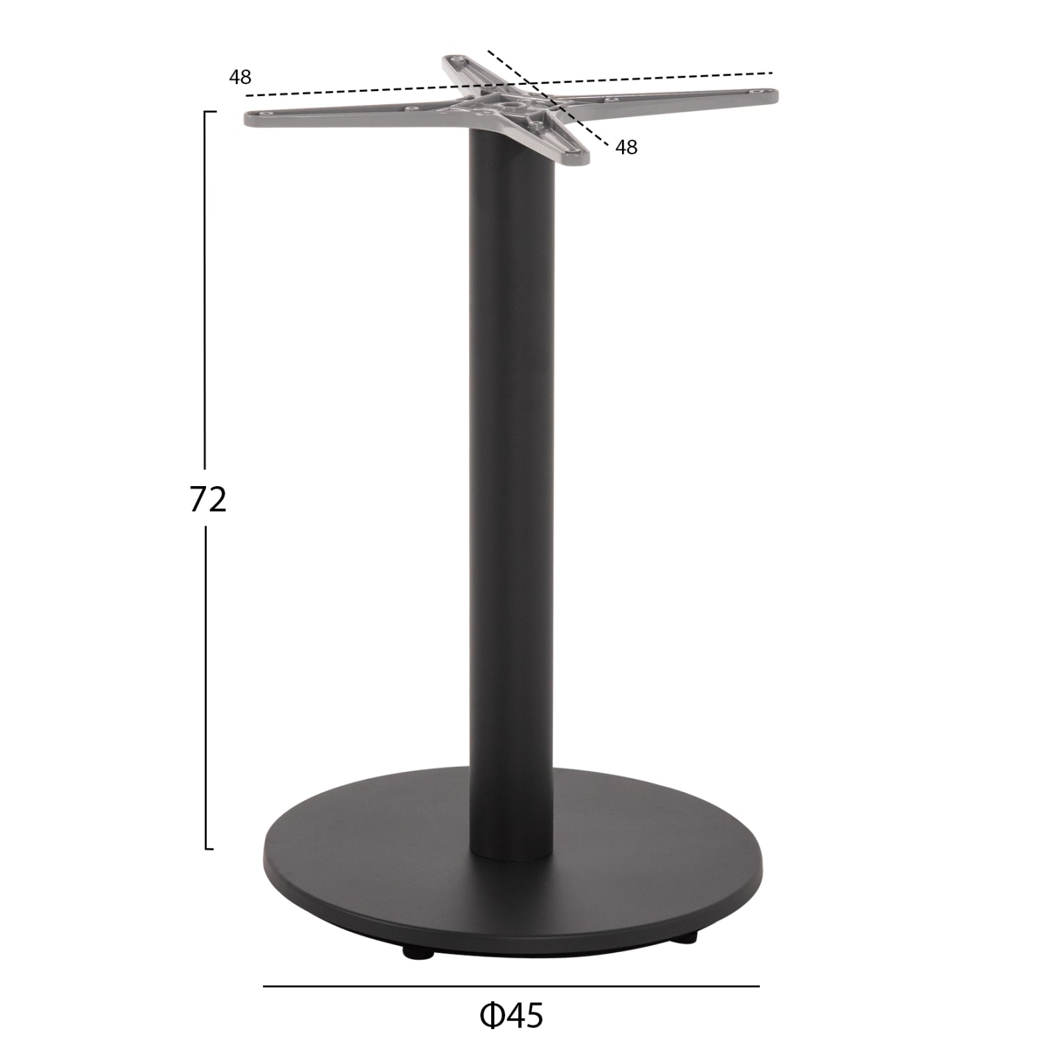 TABLE BASE ALUMINUM HM476.20 ROUND IN GREY 48x48cm CROSS Φ45Χ72Hcm.