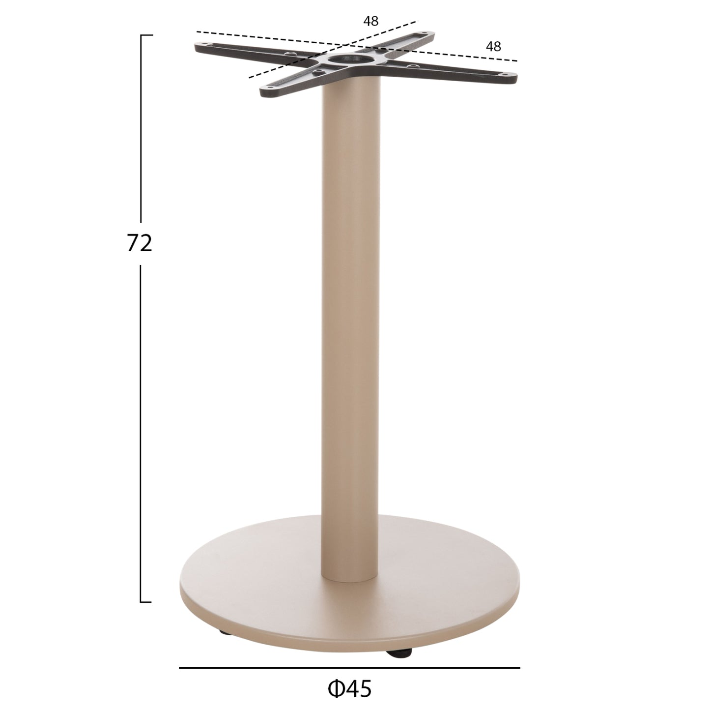 ROUND TABLE BASE HM476.25 ALUMINUM IN CAPPUCCINO Φ45Χ72Hcm.--CROSS 48x48cm