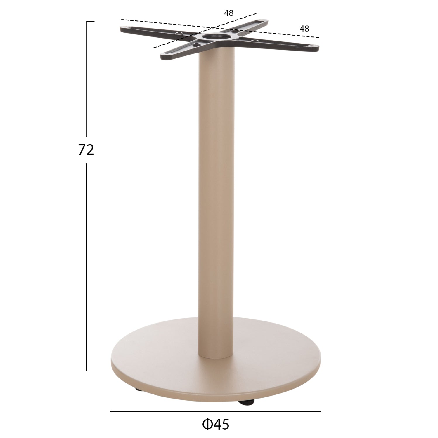 ROUND TABLE BASE HM476.25 ALUMINUM IN CAPPUCCINO Φ45Χ72Hcm.--CROSS 48x48cm