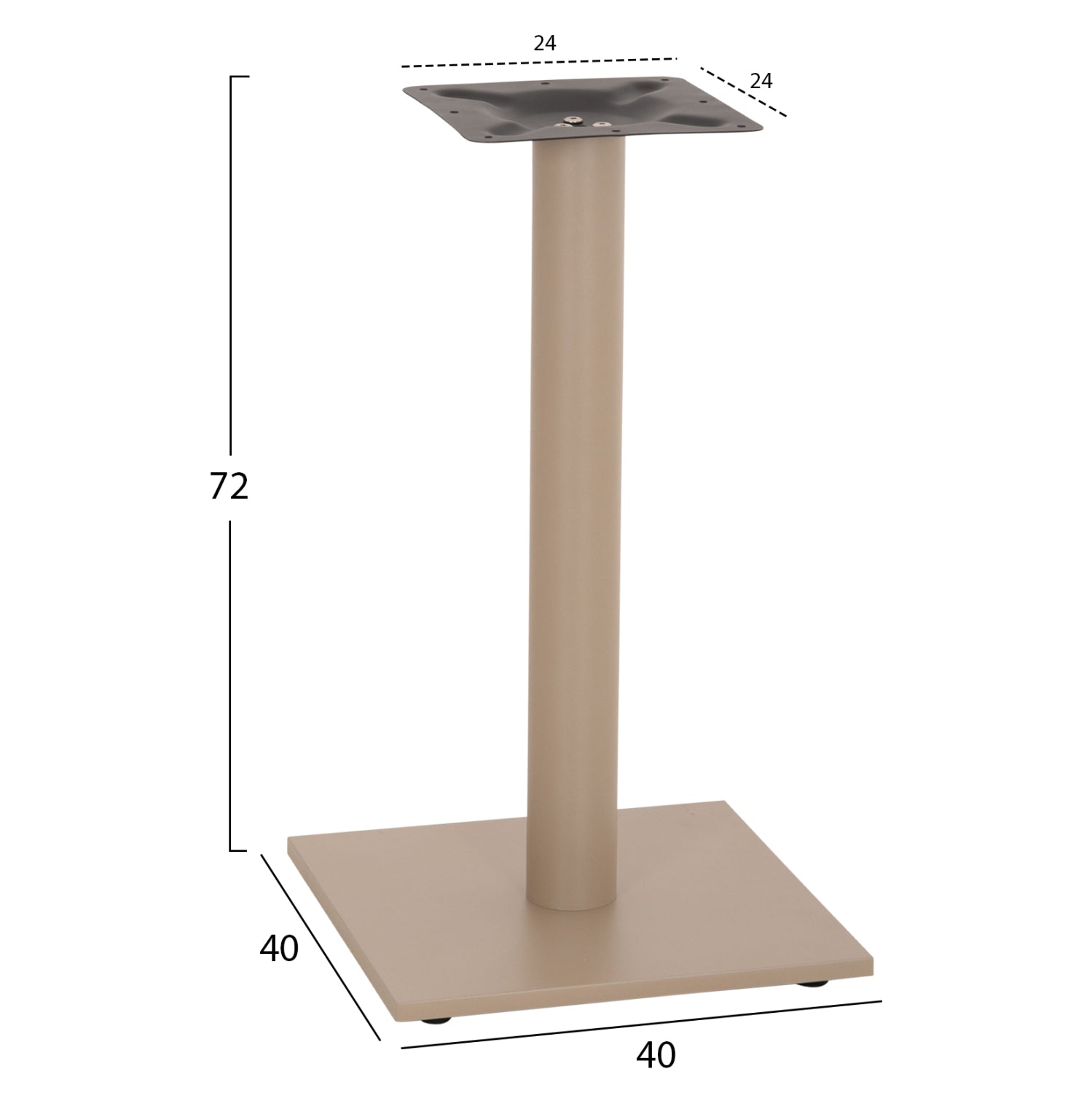 TABLE BASE METAL ΗΜ421.25 CAPPUCCINO 40x40x72Ηcm