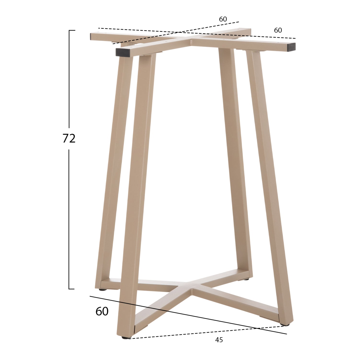 TABLE BASE HM470.25 METAL IN CAPPUCCINO COLOR 60x60x72Hcm.