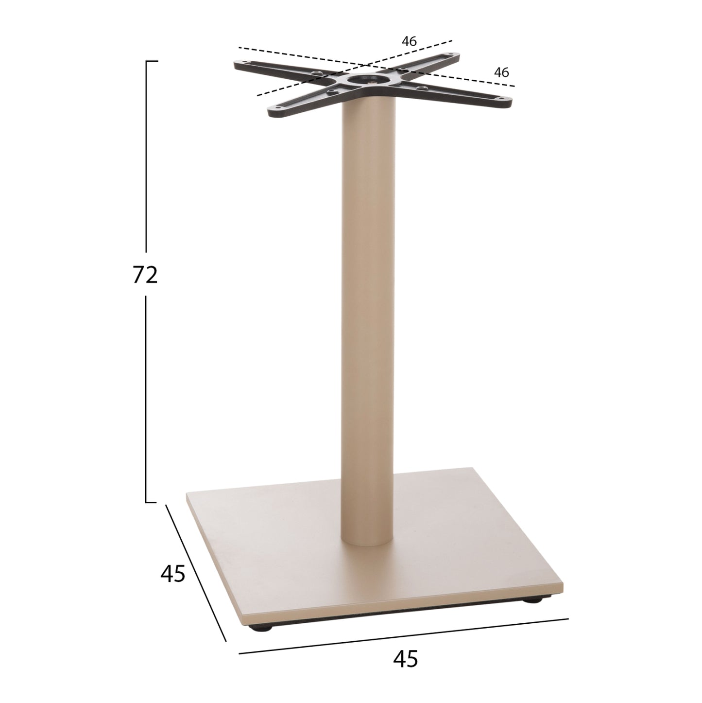 TABLE BASE HM438.25 METAL IN CAPPUCCINO MATTE-HEIGHT ADJUSTERS 46x46x72Hcm.