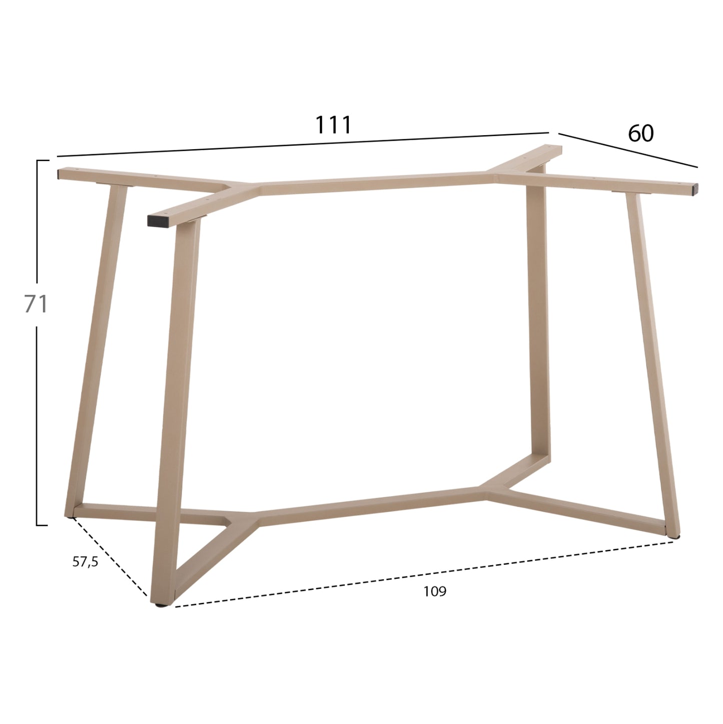 TABLE BASE HM471.25 METAL IN CAPPUCCINO COLOR 111x60x71Hcm.