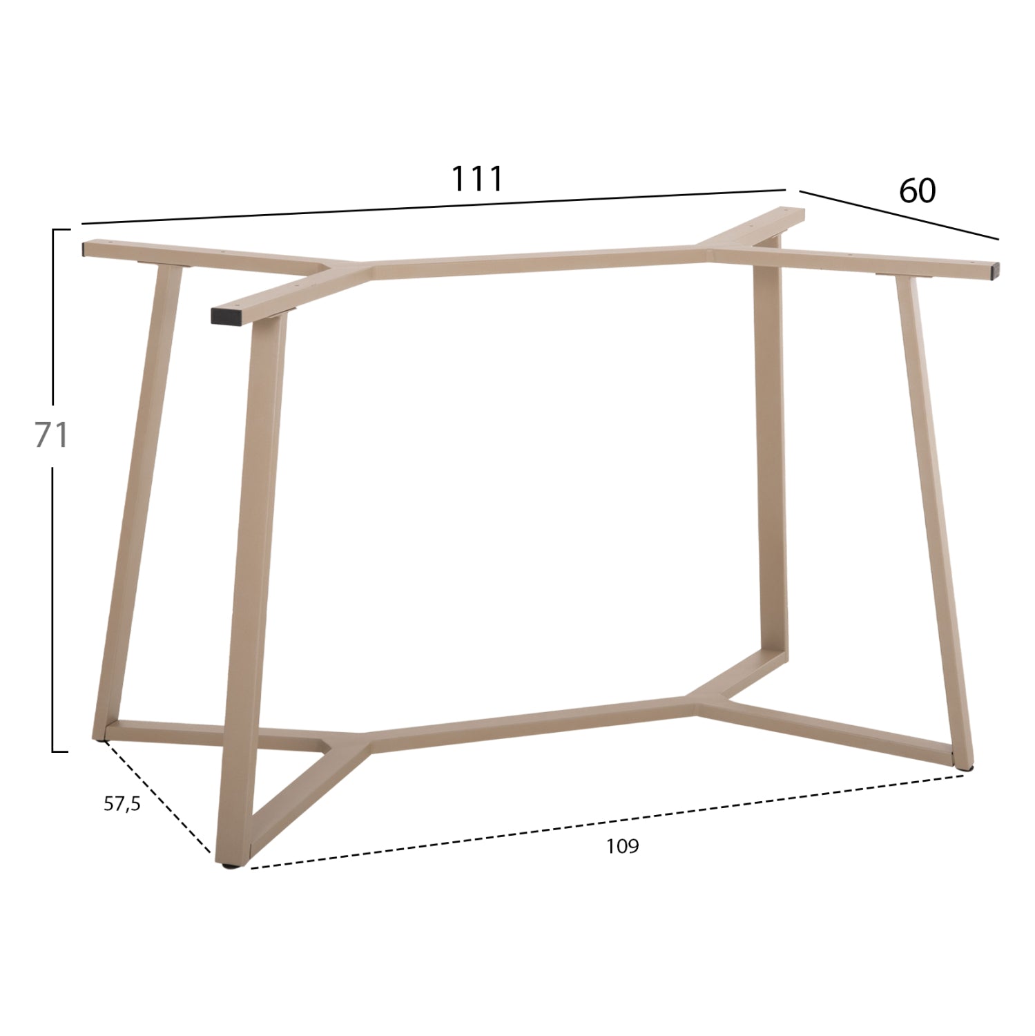 TABLE BASE HM471.25 METAL IN CAPPUCCINO COLOR 111x60x71Hcm.