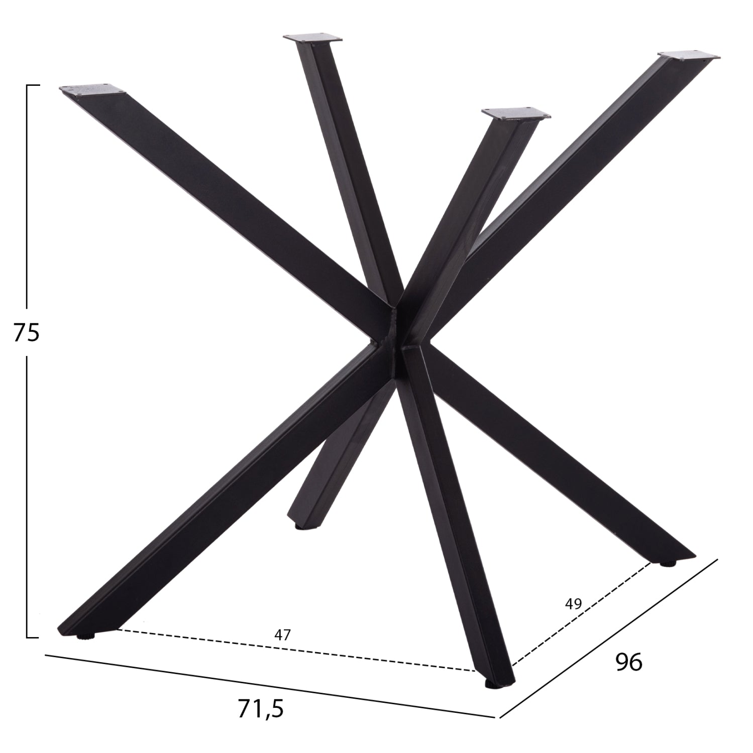TABLE BASE/LEGS METAL IN CROSS DESIGN HM6255 FOR TABLETOP 120x80cm--BLACK