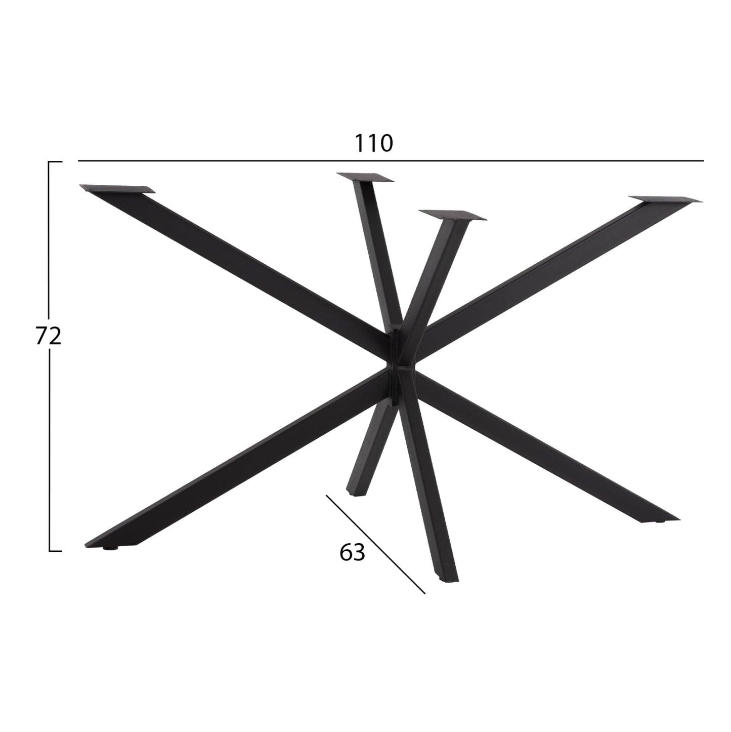 BASE FOR TABLE HM5917 BLACK METAL DOUBLE CROSS-ARRANGEMENT 130x72x71,5Hcm.