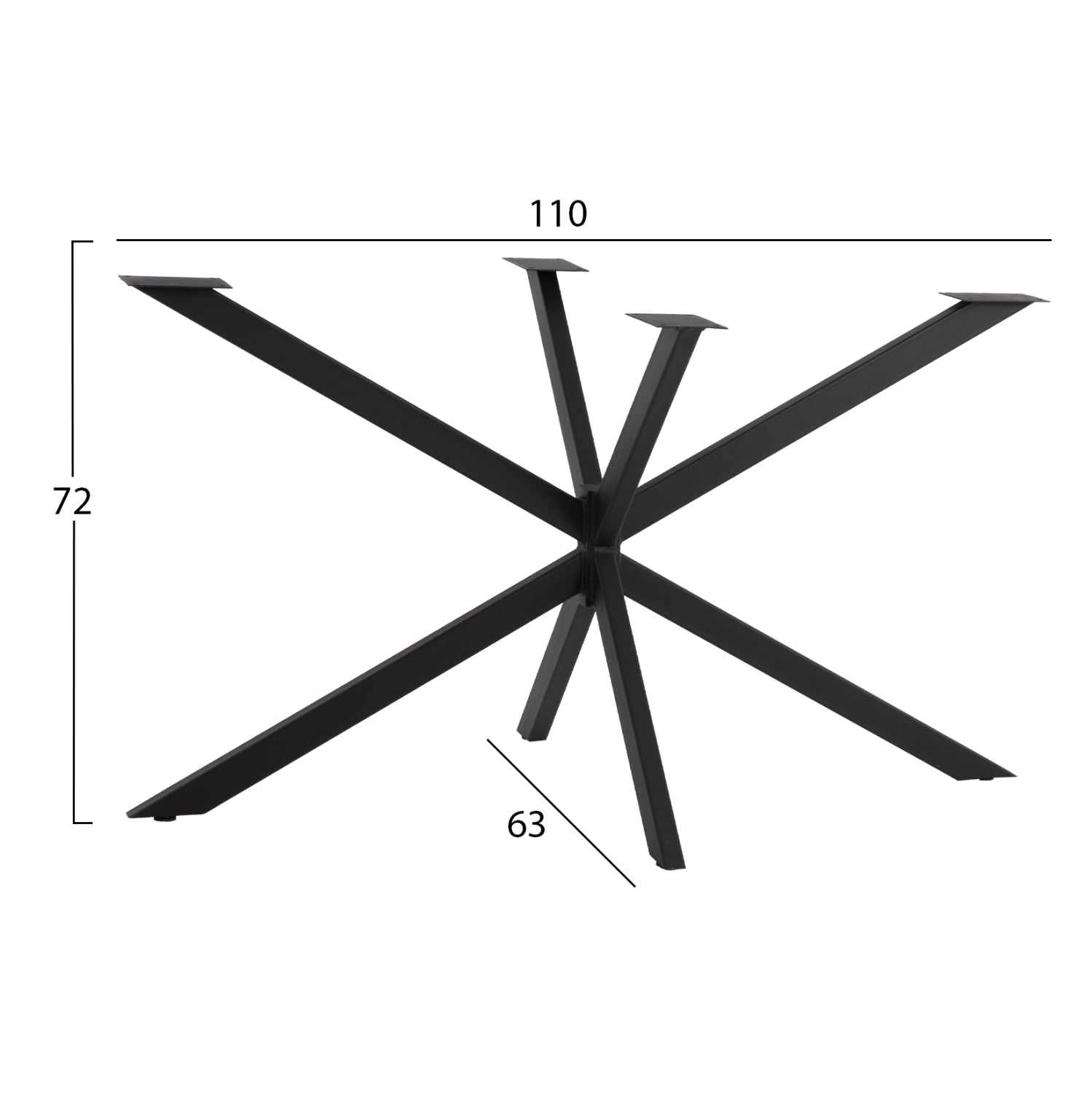 BASE FOR TABLE HM5917 BLACK METAL DOUBLE CROSS-ARRANGEMENT 130x72x71,5Hcm.