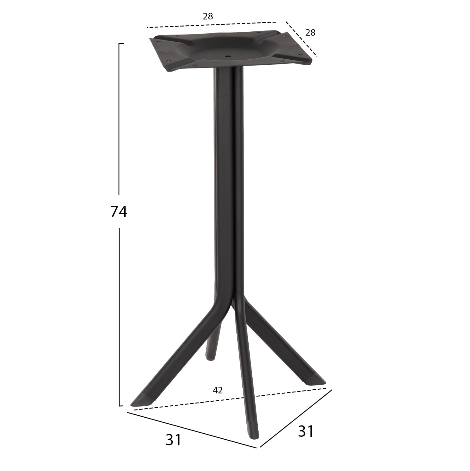 TABLE BASE HM5919 BLACK METAL 31x31x74Hcm.