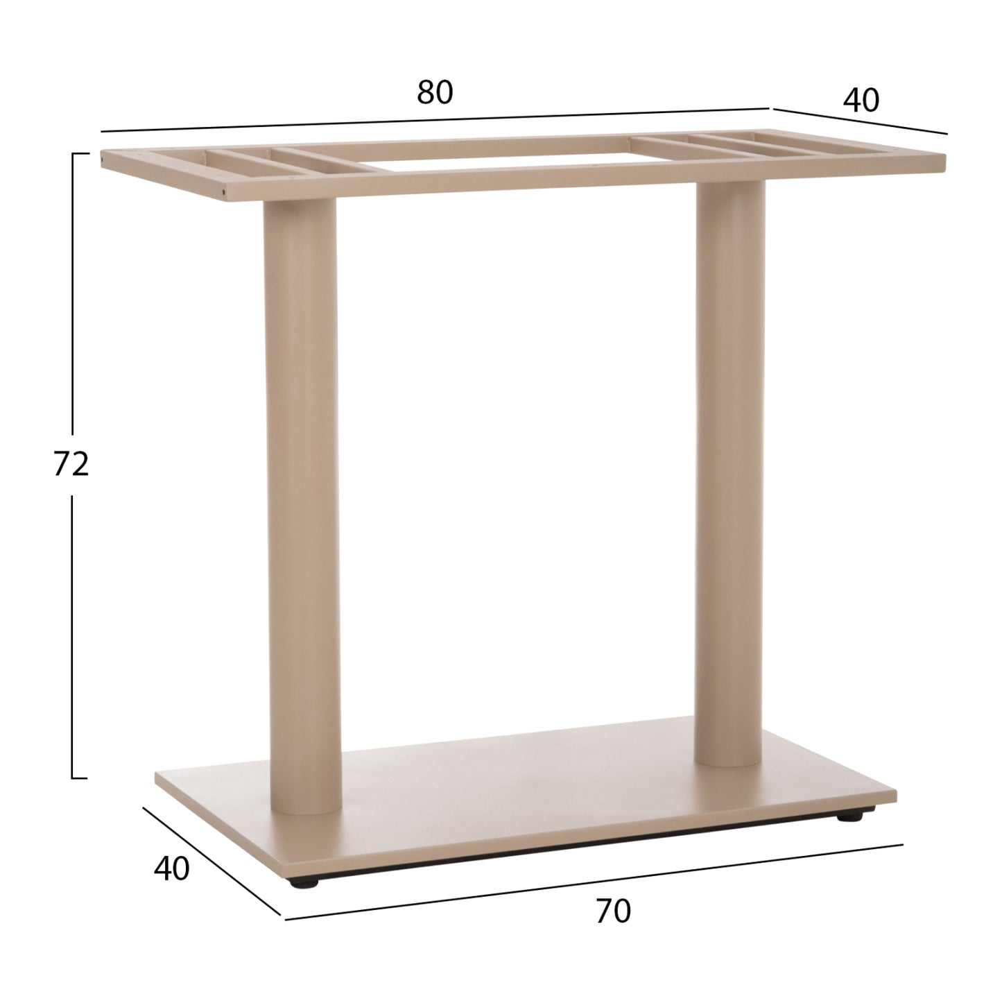 BASE FOR TABLE HM435.25 METAL DOUBLE IN MATTE CAPPUCCINO WITH HEIGHT ADJUSTERS 80Χ40Χ72Hcm.
