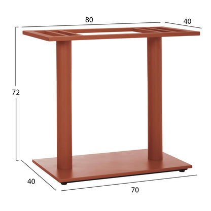 BASE FOR TABLE HM435.27 METAL DOUBLE IN TERRACOTTA COLOR WITH HEIGHT ADJUSTERS 80Χ40Χ72Hcm.