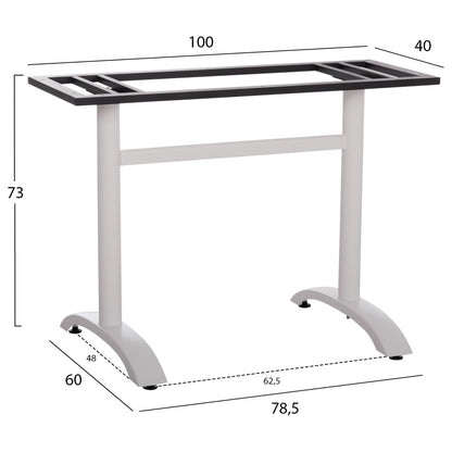 BASE FOR TABLE HM461.12 ALUMINUM DOUBLE IN WHITE WITH HEIGHT ADJUSTERS 100x60x73Hcm