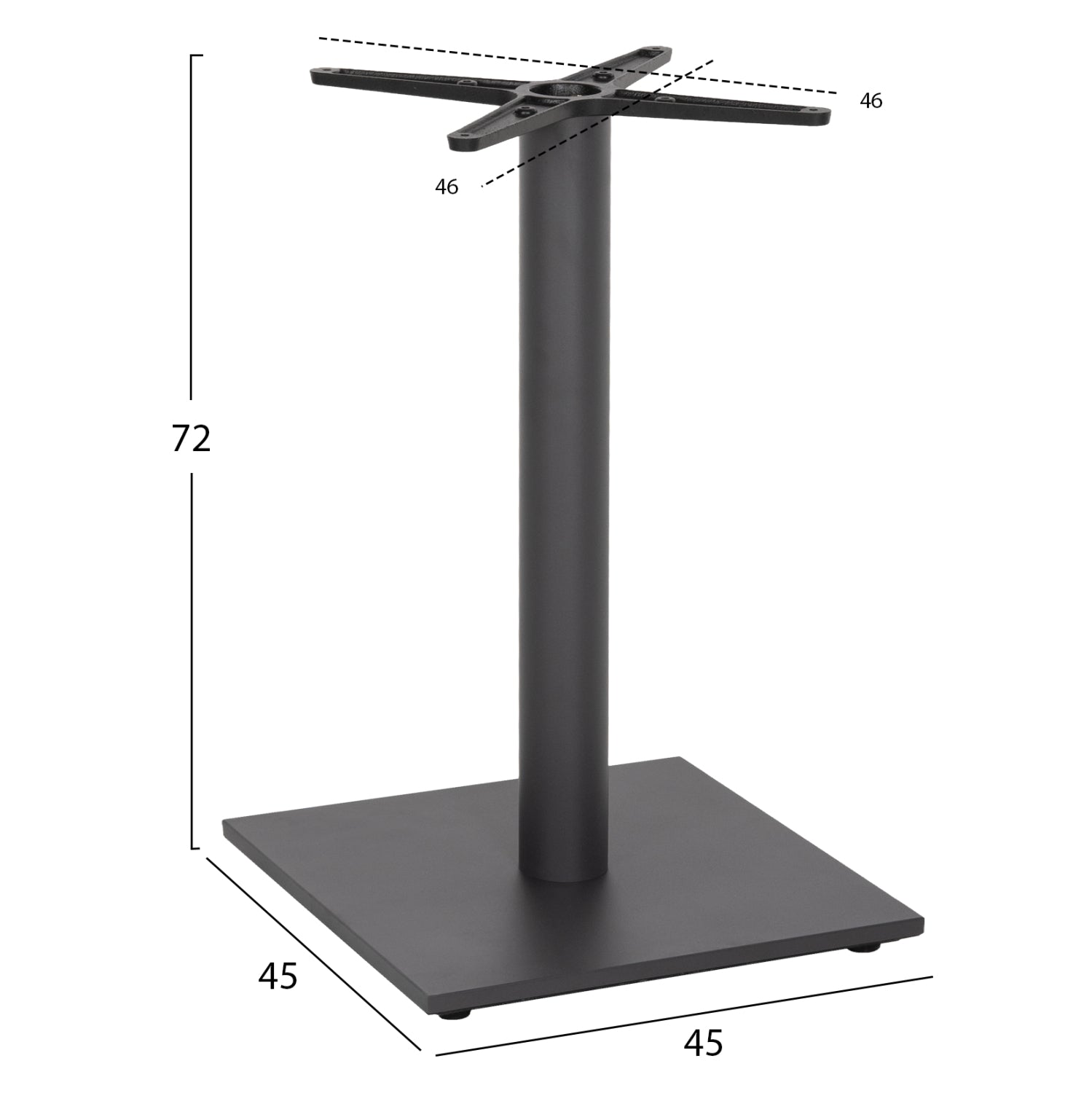 BASE FOR TABLE HM438.20 MATTE GREY METAL WITH HEIGHT ADJUSTERS 45Χ45Χ71.5Hcm.