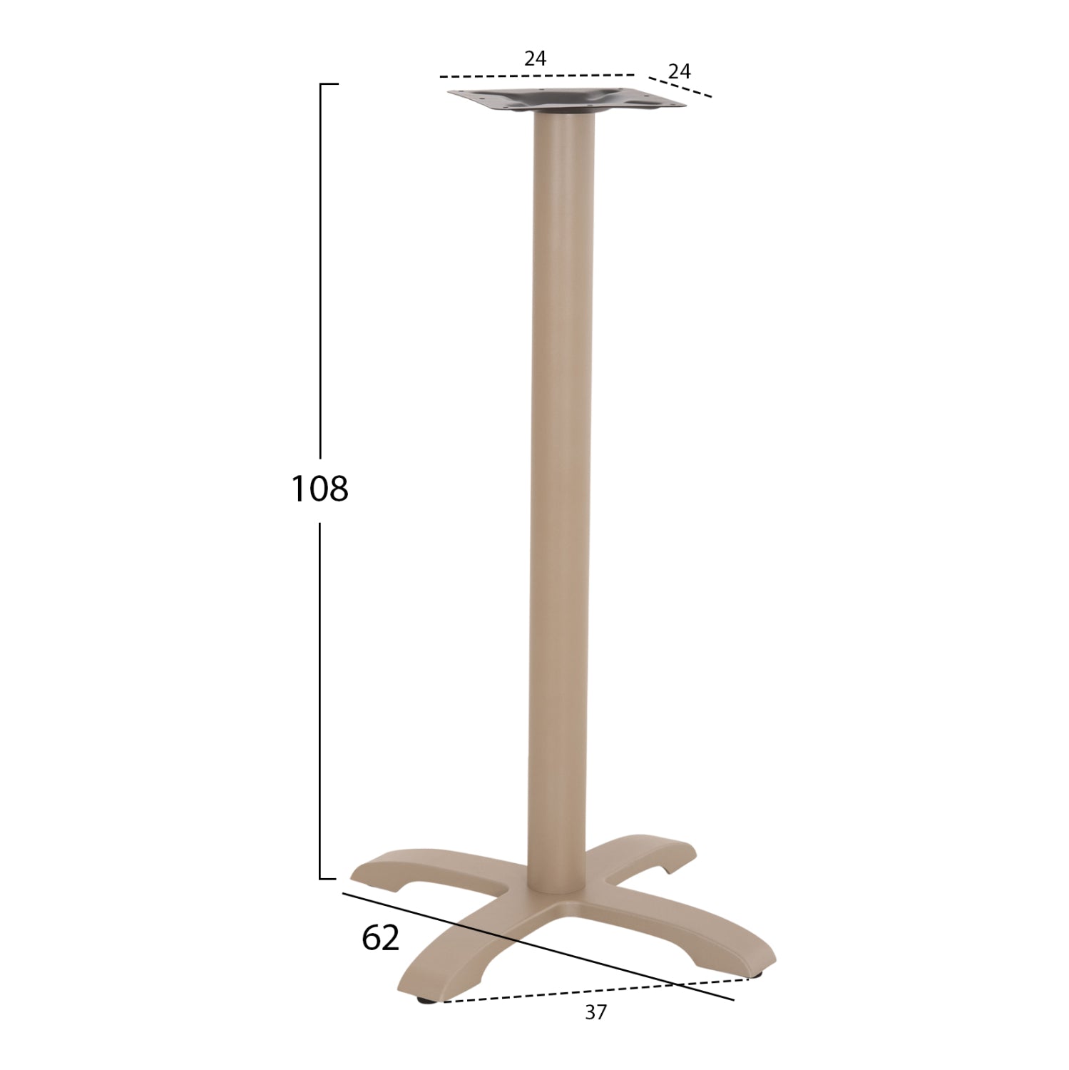 BAR TABLE BASE METAL/CAST IRON HM417.25 CAPPUCCINO 62x62x108Ηcm