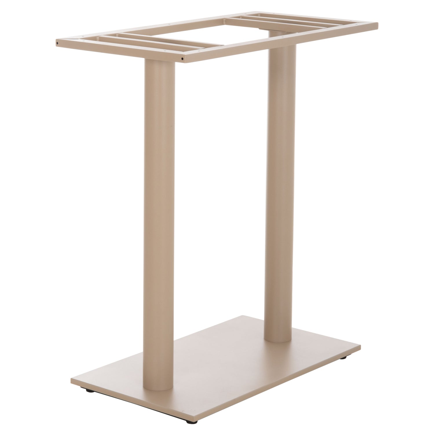 BAR TABLE BASE MED.HEIGHT 2-COLUMN HM478.25 METAL IN CAPPUCCINO MATTE 80x40x90Hcm.