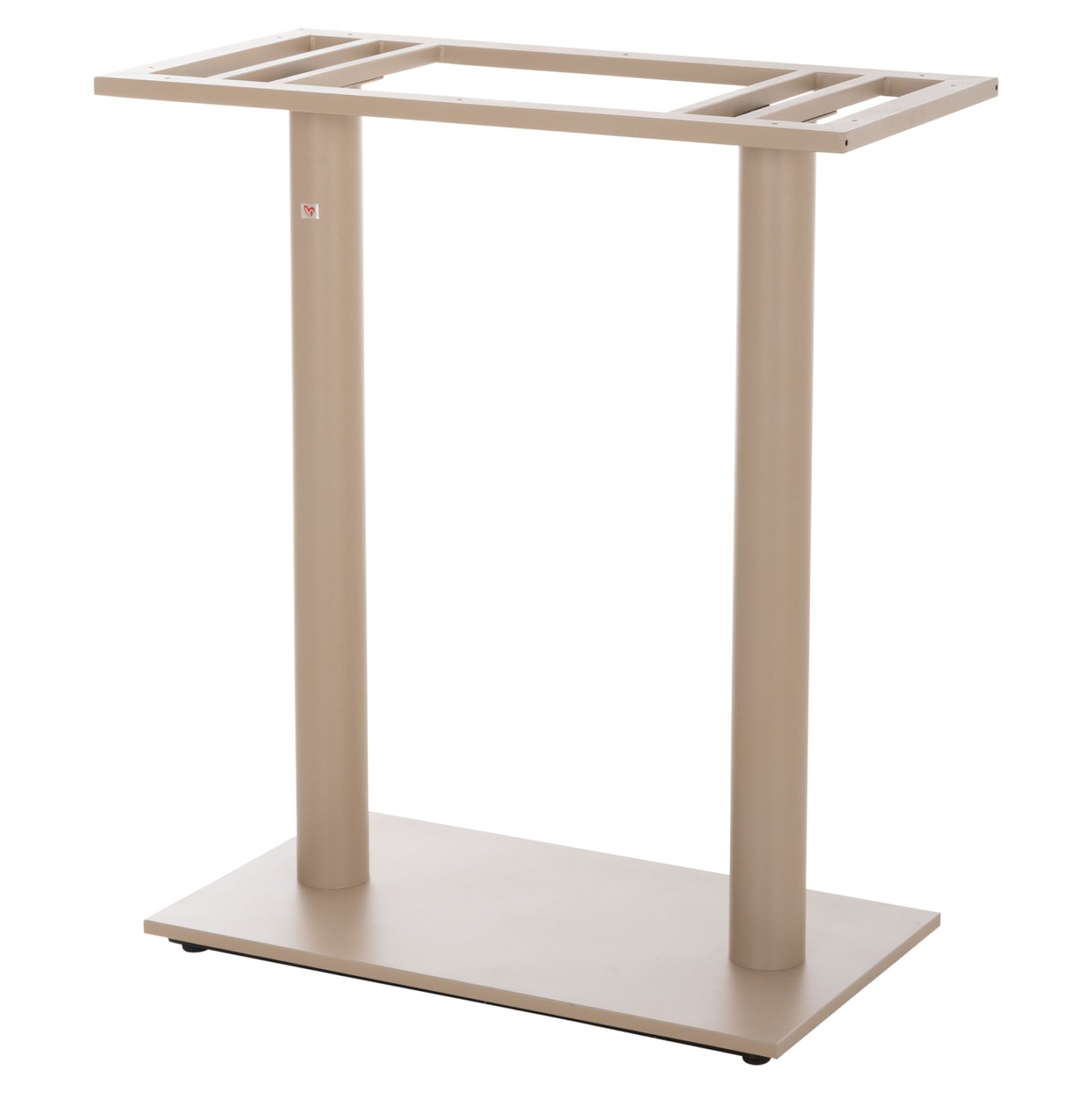 BAR TABLE BASE MED.HEIGHT 2-COLUMN HM478.25 METAL IN CAPPUCCINO MATTE 80x40x90Hcm.