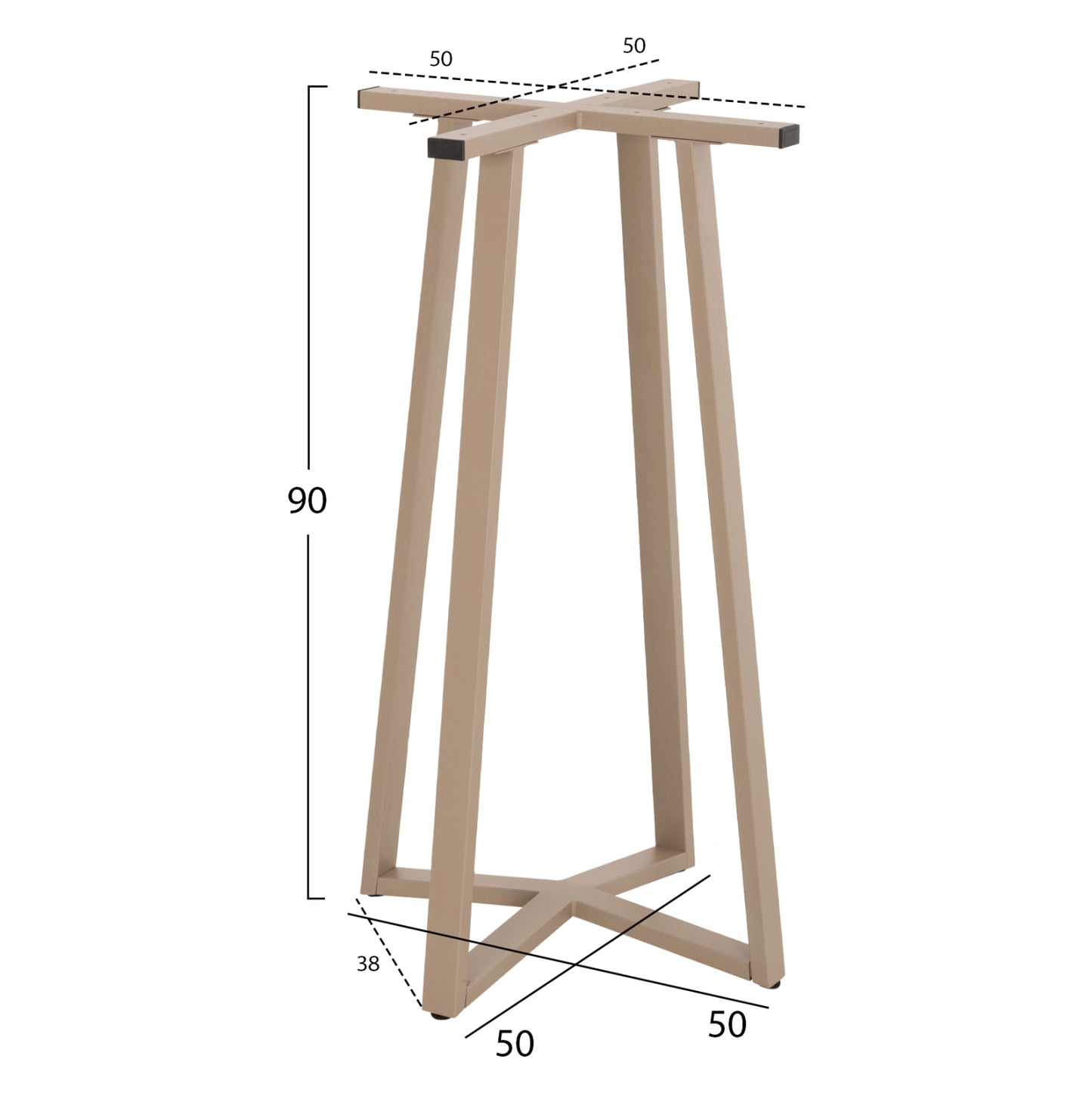 BAR TABLE BASE MEDIUM HEIGHT HM477.25 METAL IN CAPPUCCINO 50x50x90Hcm.