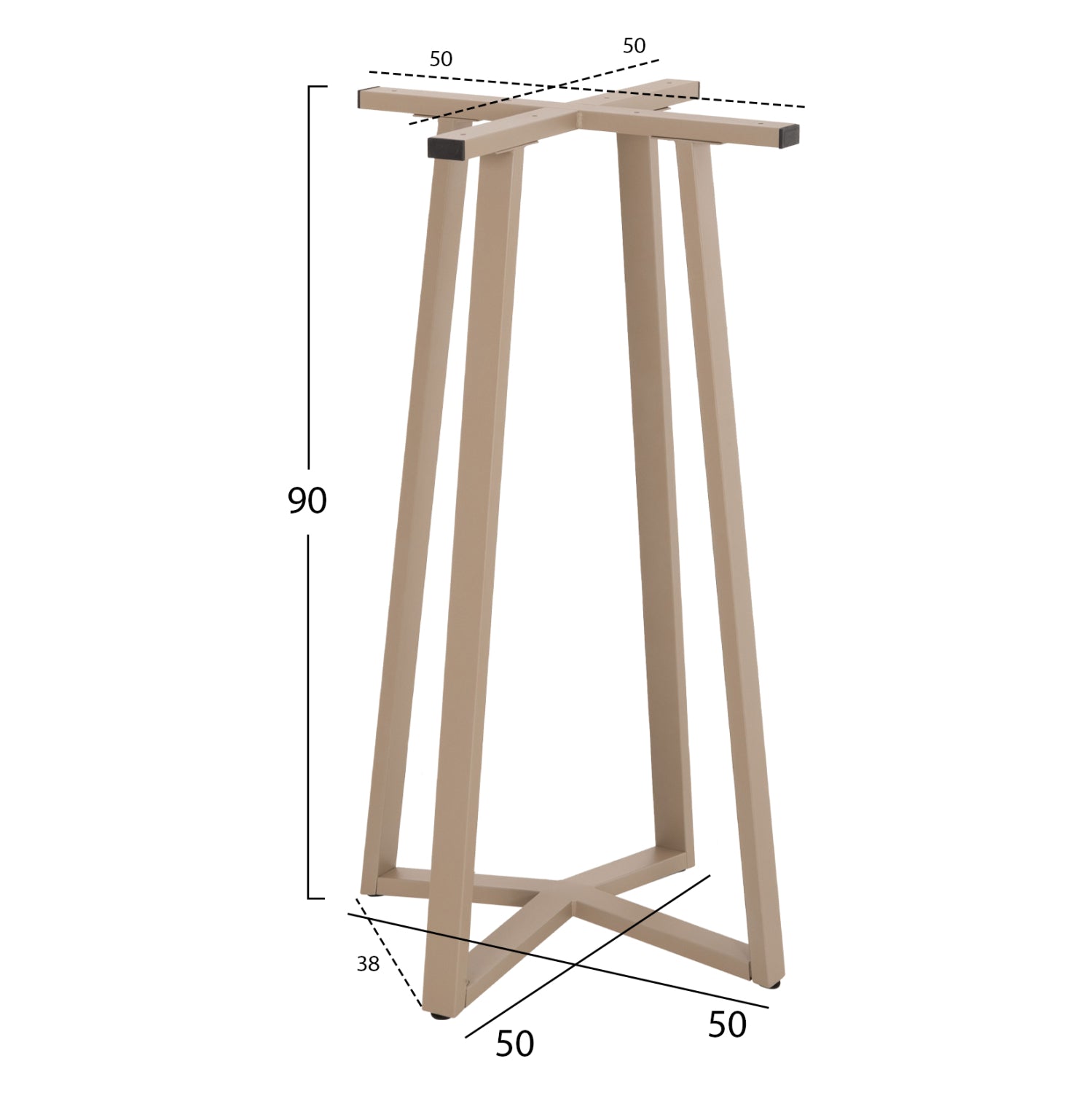 BAR TABLE BASE MEDIUM HEIGHT HM477.25 METAL IN CAPPUCCINO 50x50x90Hcm.