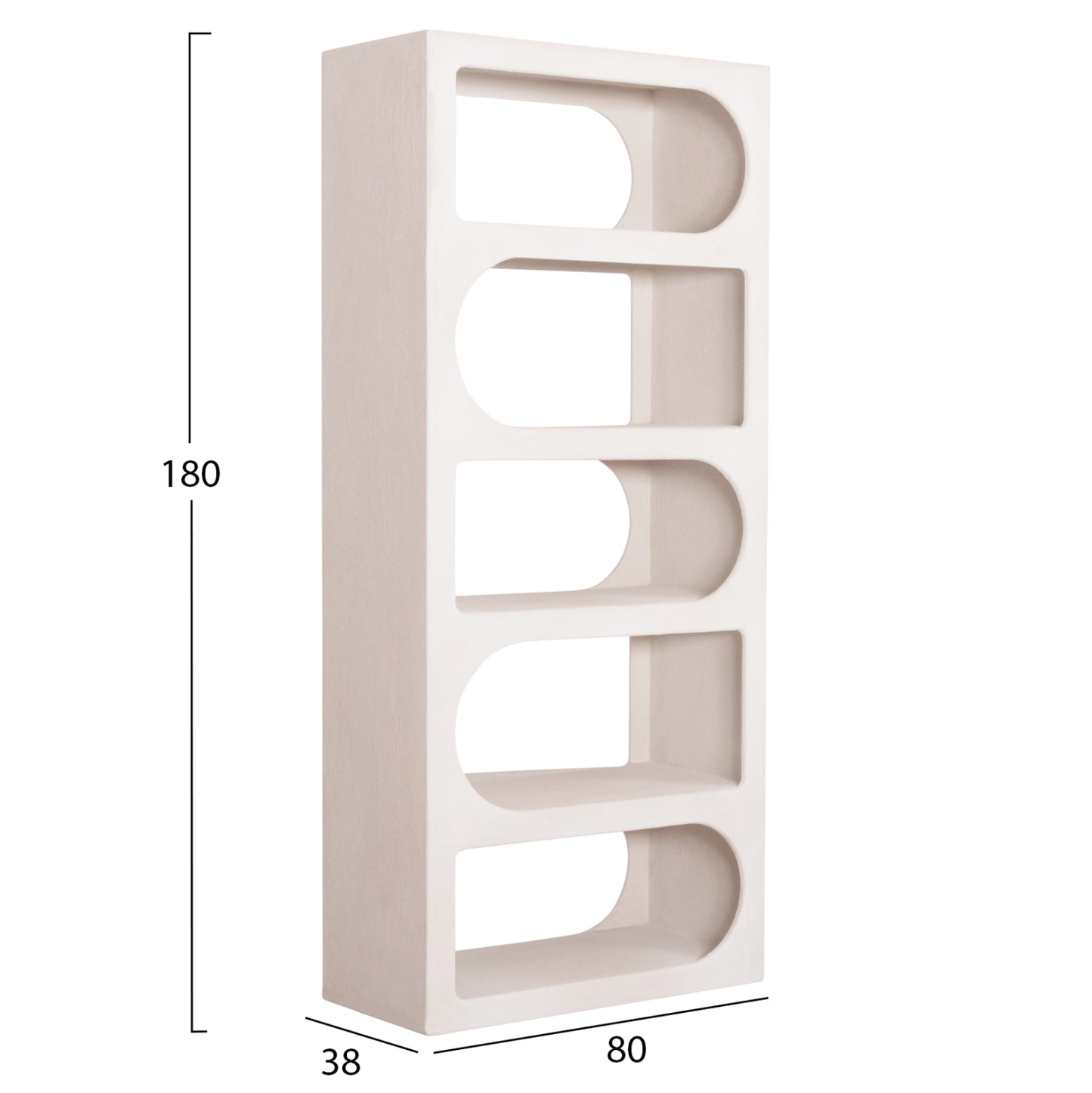 BOOKCASE SERIES SANTORINI HM18062 MDF IN WHITE COLOR 80x38x180Hcm.