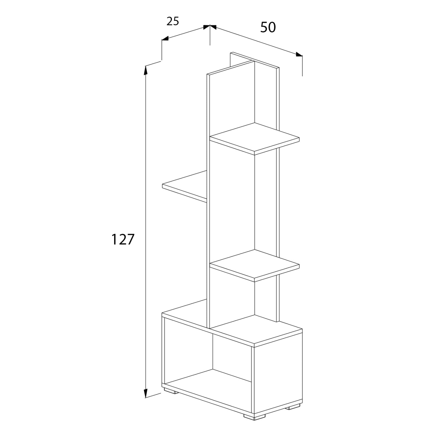 BOOKCASE TRIVIO HM18195.03 MELAMINE IN WHITE-ATLANTIS GREEN 50x25x127Hcm.