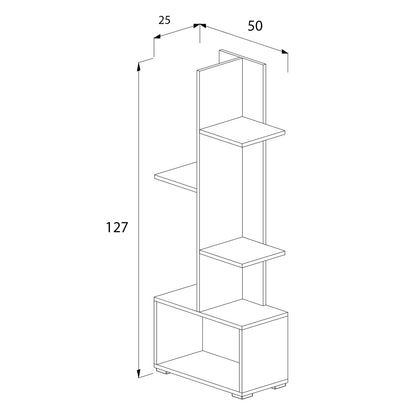 BOOKCASE TRIVIO HM18195.03 MELAMINE IN WHITE-ATLANTIS GREEN 50x25x127Hcm.