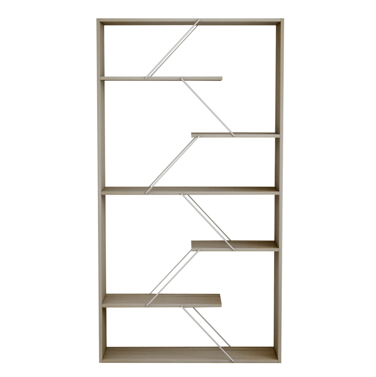 BOOKCASE TARS MELAMINE SONOMA-WHITE METAL RODS 84x24x157Hcm.HM2240.11