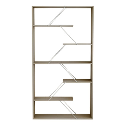 BOOKCASE TARS MELAMINE SONOMA-WHITE METAL RODS 84x24x157Hcm.HM2240.11