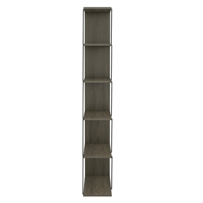 BOOKCASE MINI TARS HM2241.13 OLIVE GREY MELAMINE-BLACK METAL RODS 65x22-24x146Hcm.