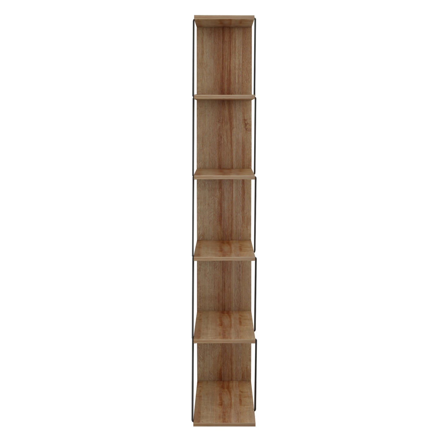 BOOKCASE MINI TARS HM2241.14 NATURAL OAK MELAMINE-BLACK METAL RODS 65x22-24x146Hcm.
