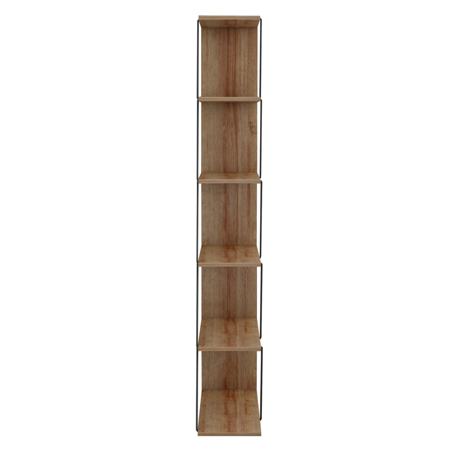 BOOKCASE MINI TARS HM2241.14 NATURAL OAK MELAMINE-BLACK METAL RODS 65x22-24x146Hcm.
