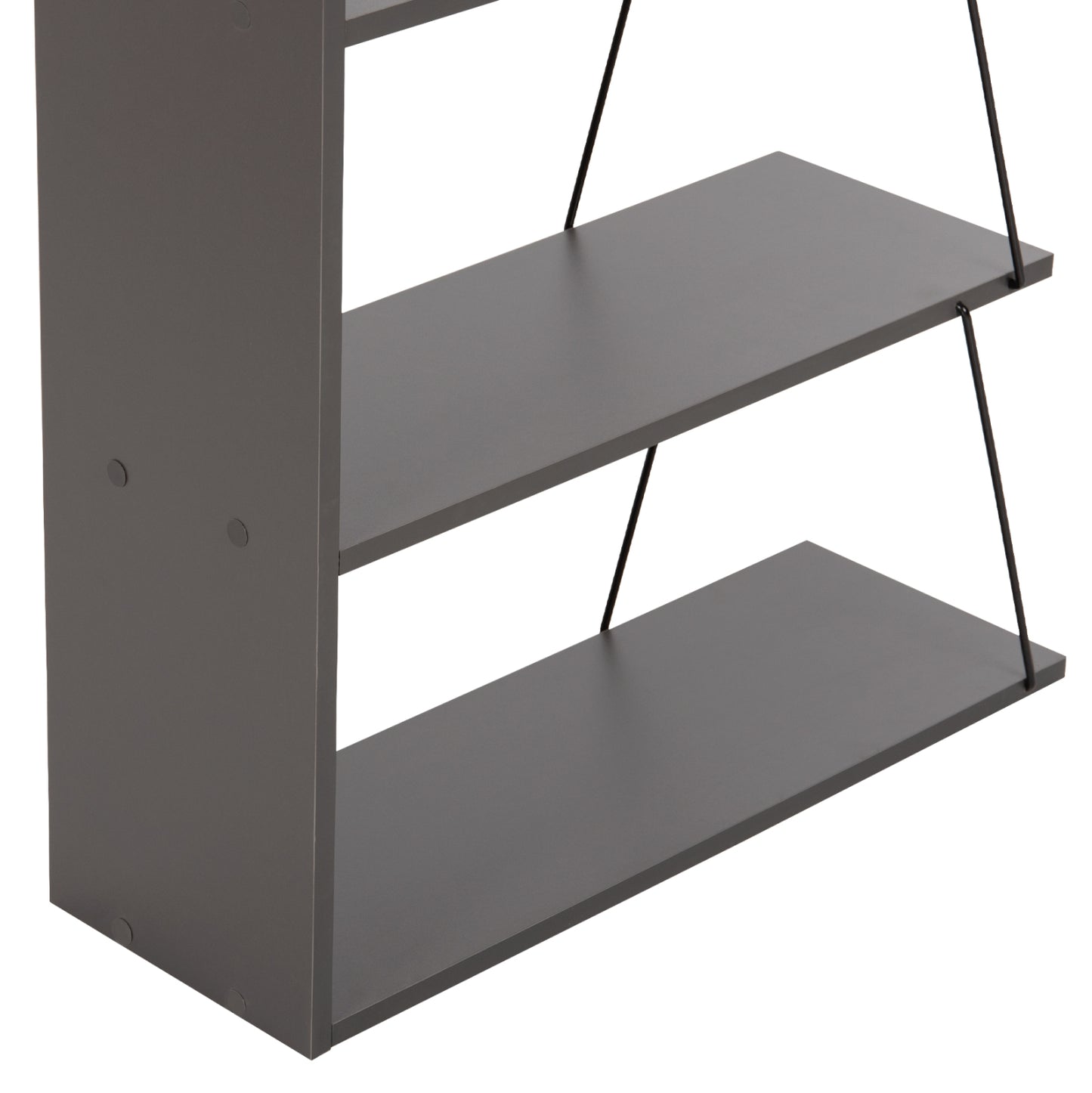 BOOKCASE MINI TARS HM2241.20 GREY MELAMINE-BLACK METAL RODS 65x22-24x146Hcm.