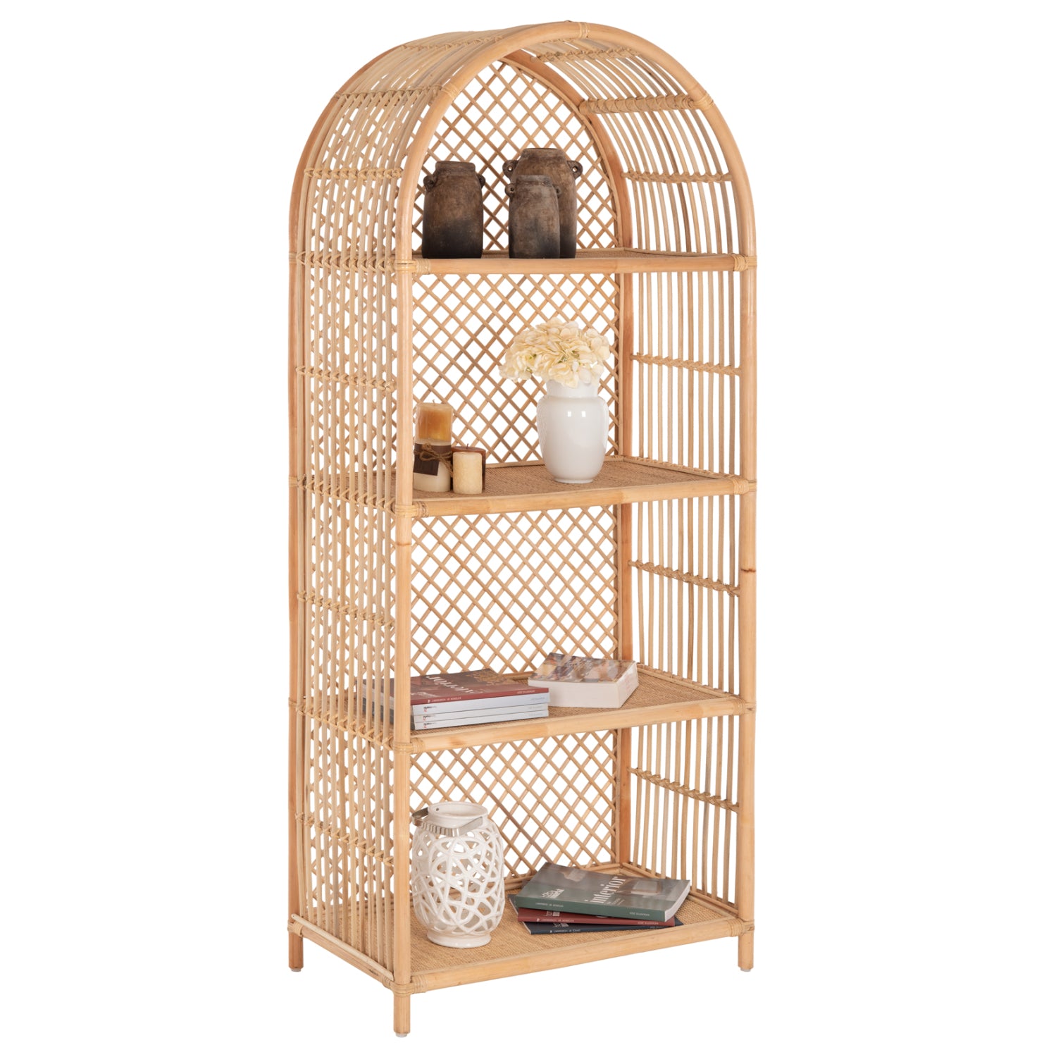 BOOKCASE SIMOK HM9552 MADE OF NATURAL RATTAN IN NATURAL COLOR 80x40x182Hcm.