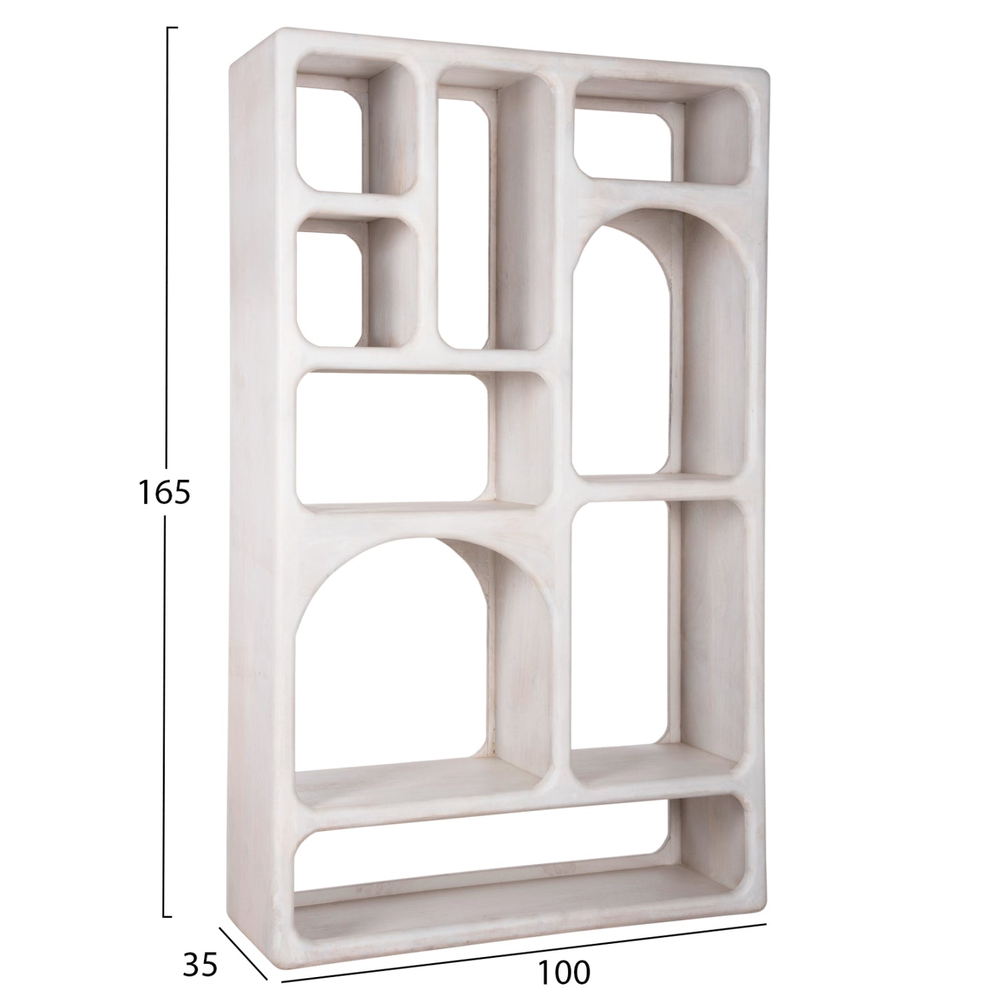 BOOKCASE HANDYR HM9707 SOLID MANGO WOOD IN WHITE COLOR 100x35x165Hcm.